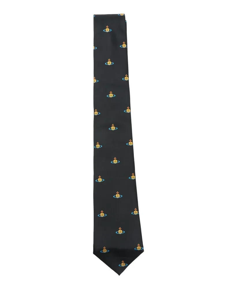 Vivienne Westwood Orb pattern tie - Schwarz Schwarz