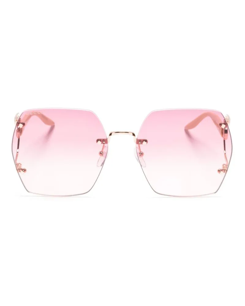 Gucci Sonnenbrille mit geometrischem Gestell - Nude Nude