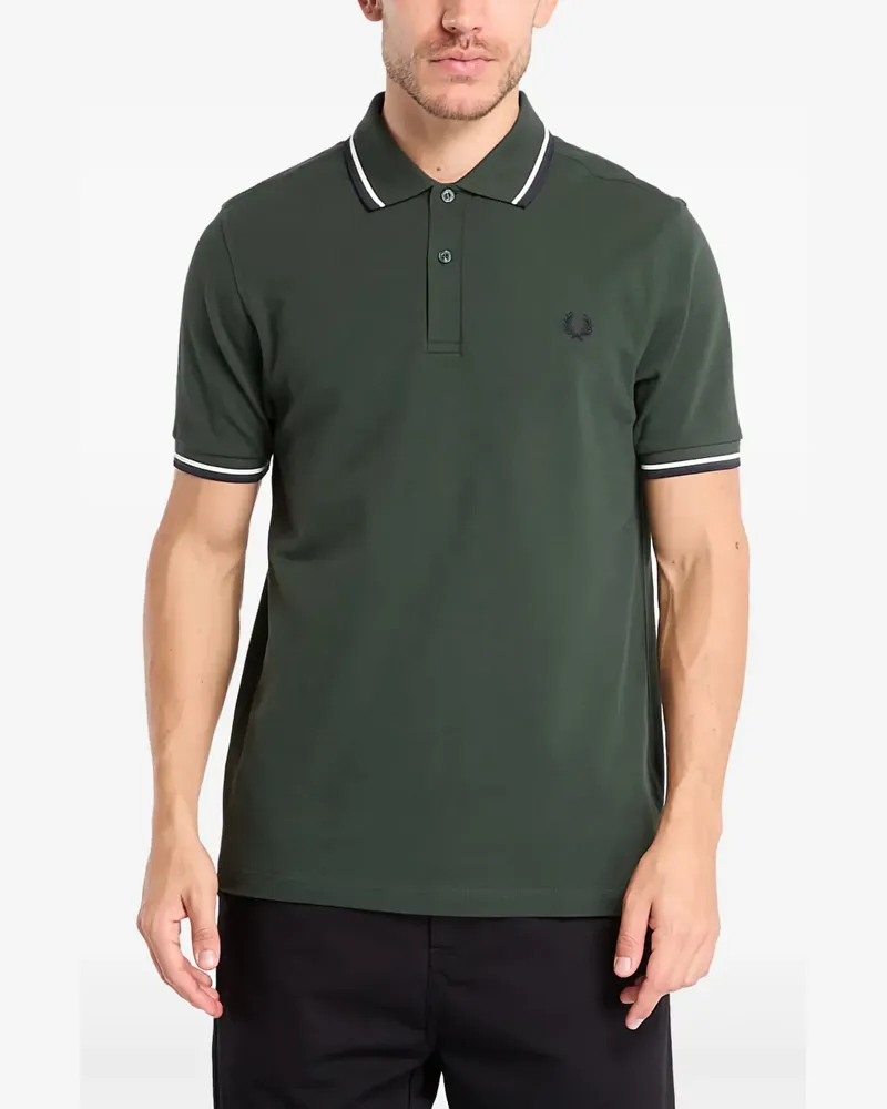 Fred Perry Poloshirt mit Kragenspitzen im Layering-Look - Grün Grün