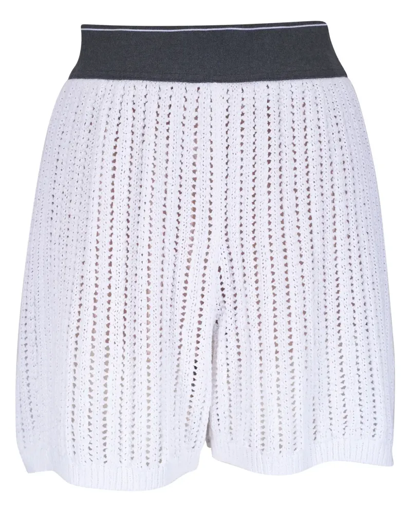Brunello Cucinelli Shorts mit Lochstrickmuster - Weiß Weiß