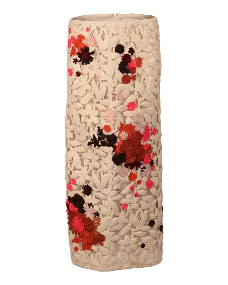 Valentino Garavani floral lace midi skirt - Nude Nude