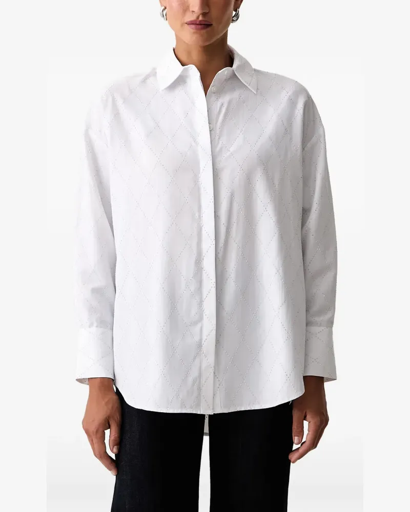 Joseph Ribkoff rhinestone-embellished diamond-quilted shirt - Weiß Weiß