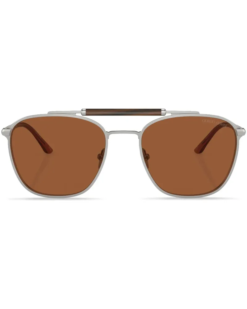 Giorgio Armani Sonnenbrille mit eckigem Gestell - Silber Silber