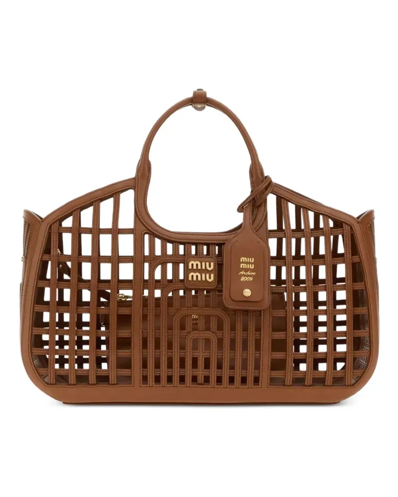 Miu Miu Archive 2009 Tote Bag mit Cage-Effekt - Braun Braun