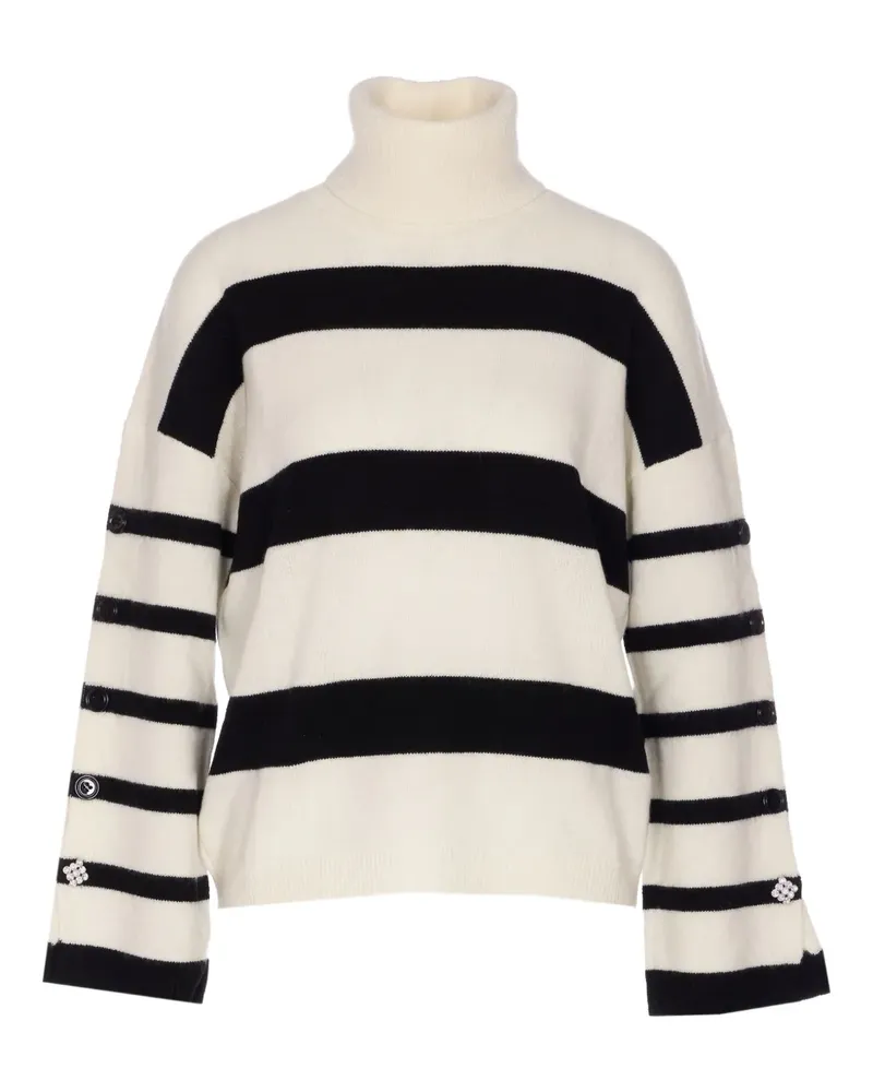 Liu Jo Gestreifter Rollkragenpullover - Weiß Weiß