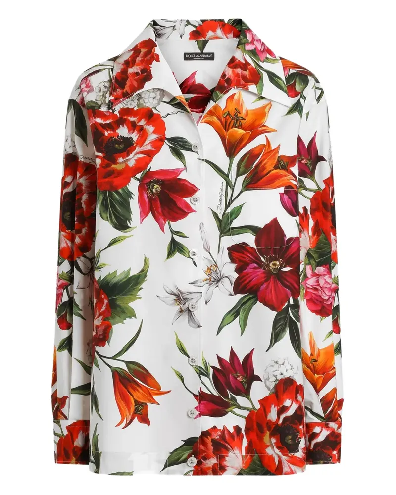 Dolce & Gabbana Hemd mit Blumen-Print - Weiß Weiß