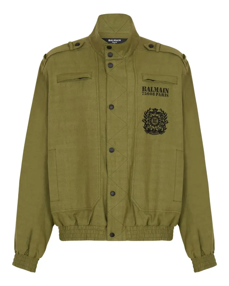 Balmain Jacke mit Logo-Print - Grün Grün