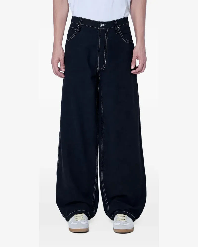 STORY mfg. Wide-Leg-Jeans mit Kontrastnähten - Schwarz Schwarz