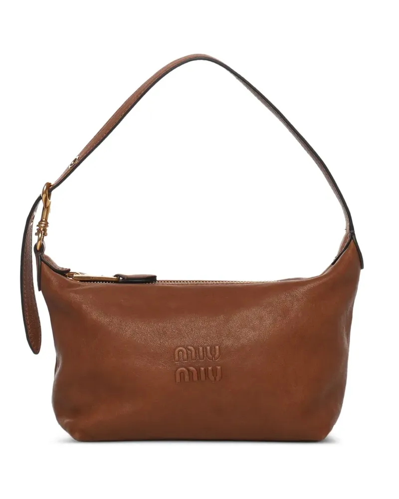 Miu Miu Schultertasche mit Logo-Prägung - Braun Braun