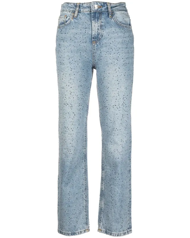 Liu Jo Straight-Leg-Jeans mit Strass - Blau Blau