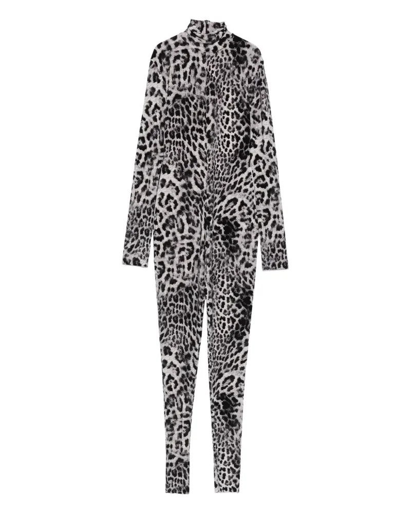Norma Kamali Rollkragenpullover mit Leoparden-Print - Schwarz Schwarz