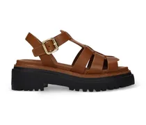 Plateau-Sandalen mit Riemen - Braun