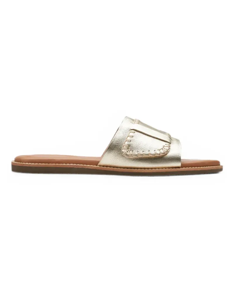 Clarks Flache Maritime Sandalen mit Überwendlingsstich - Gold Gold