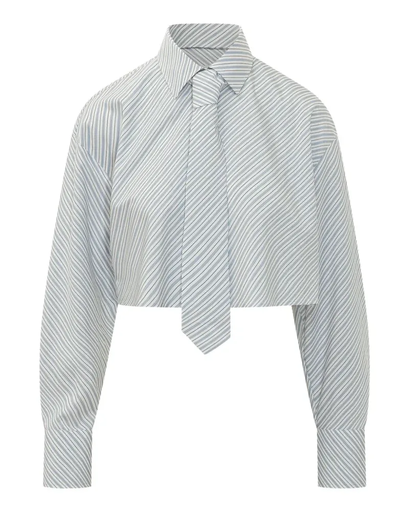 MSGM Gestreiftes Cropped-Hemd - Weiß Weiß