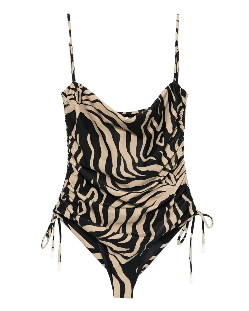Johanna Ortiz zebra-print swimsuit - Schwarz Schwarz