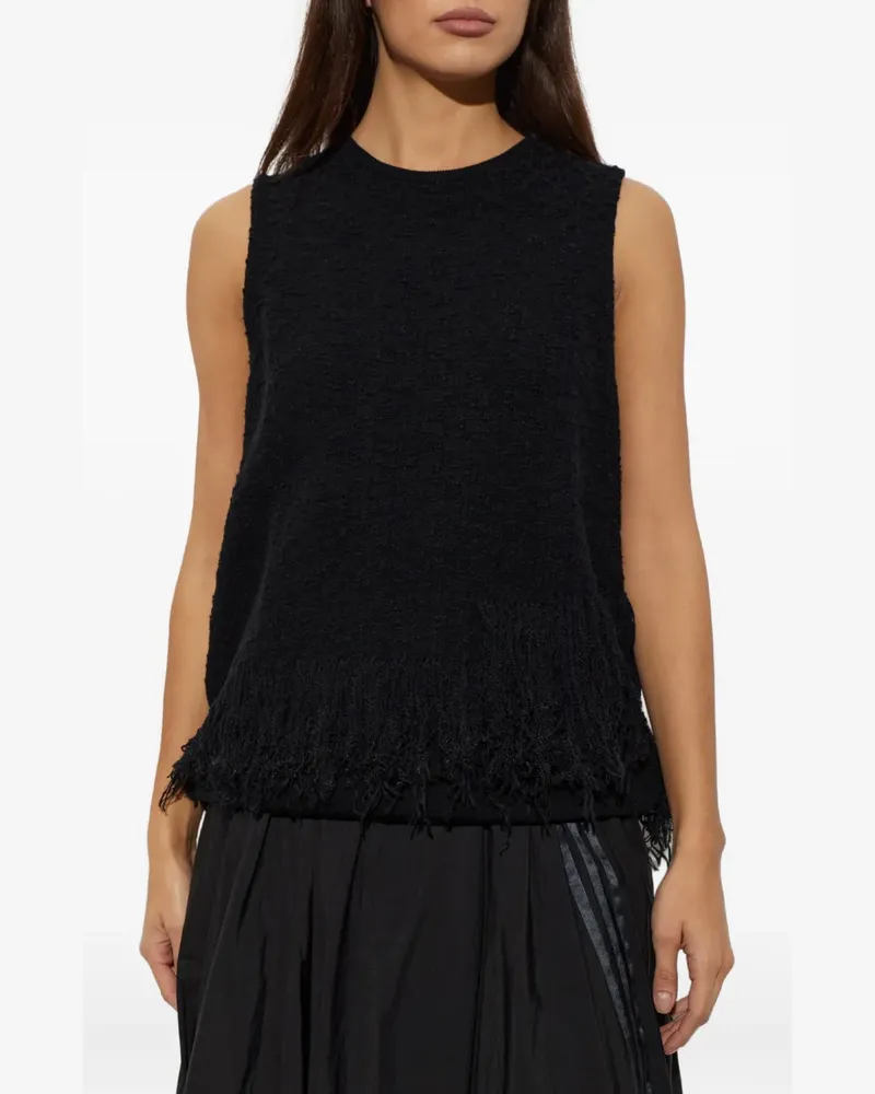 Y-3 Gestrickte Weste mit 3 Streifen - Schwarz Schwarz