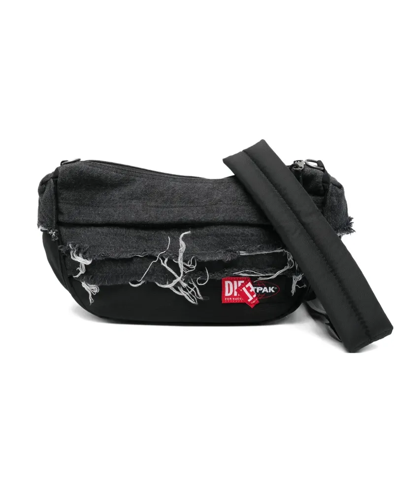 Eastpak x Diesel ausgefranste Jeans-Schultertasche - Schwarz Schwarz