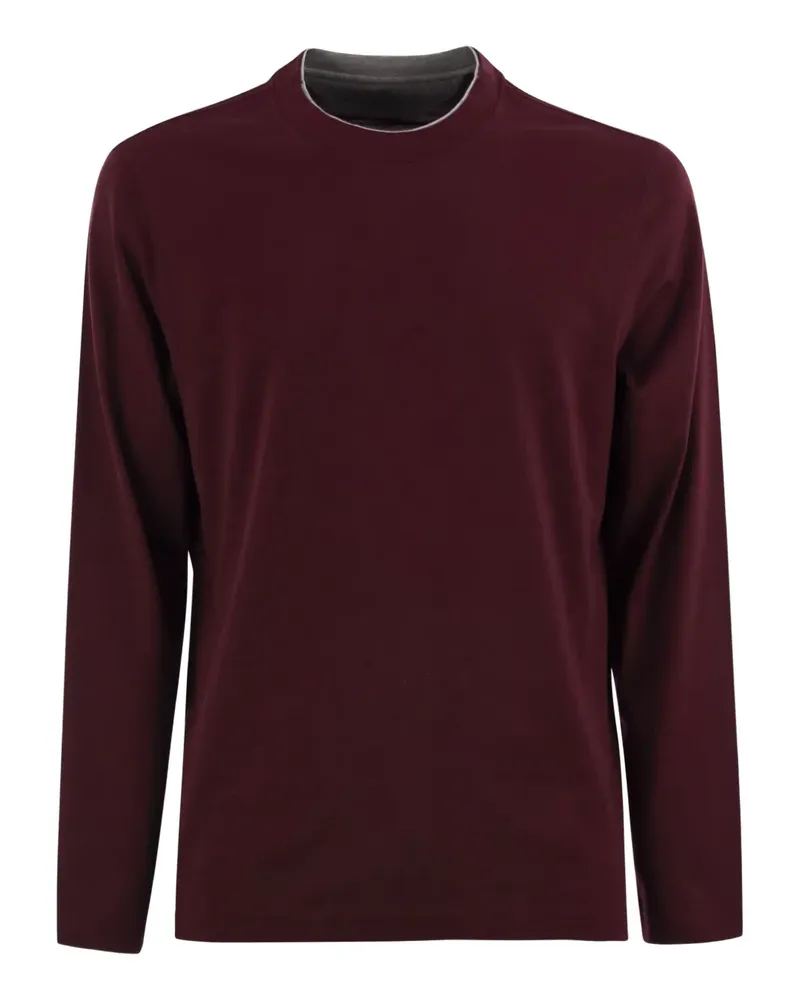 Brunello Cucinelli Langarmshirt mit Rundhalsausschnitt - Rot Rot
