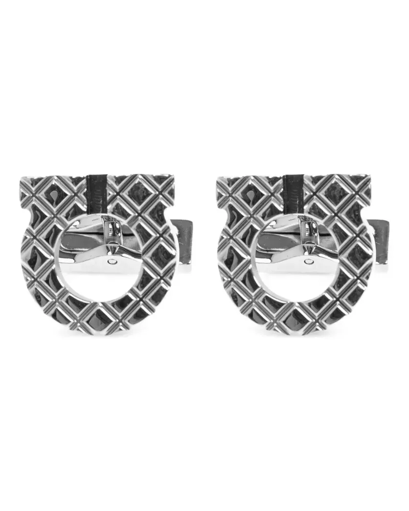 Ferragamo Gancini diamond-patterned cufflinks - Silber Silber