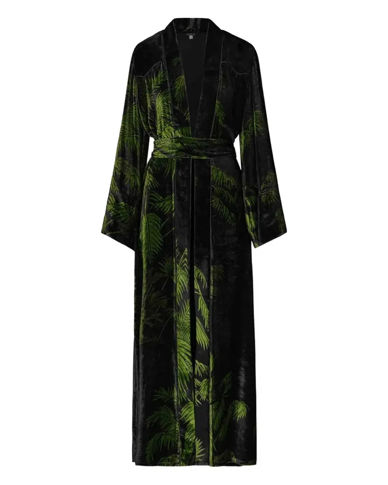 Johanna Ortiz Alma Majestuosa palm tree velvet coat - Grün Grün