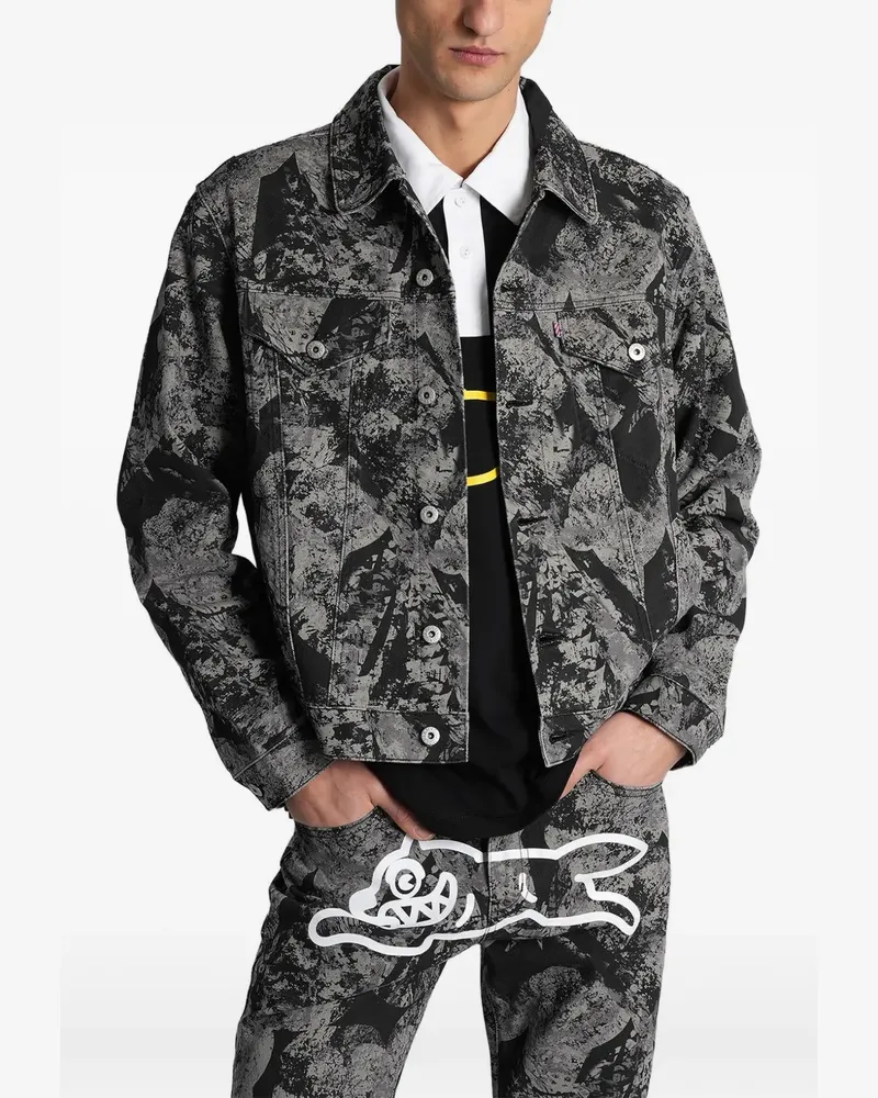ICECREAM abstract-print denim jacket - Schwarz Schwarz