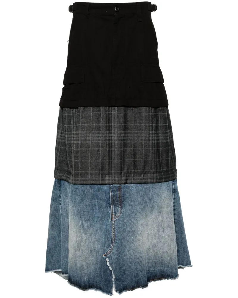 Balenciaga Cargo-Maxirock im Layering-Look - Schwarz Schwarz