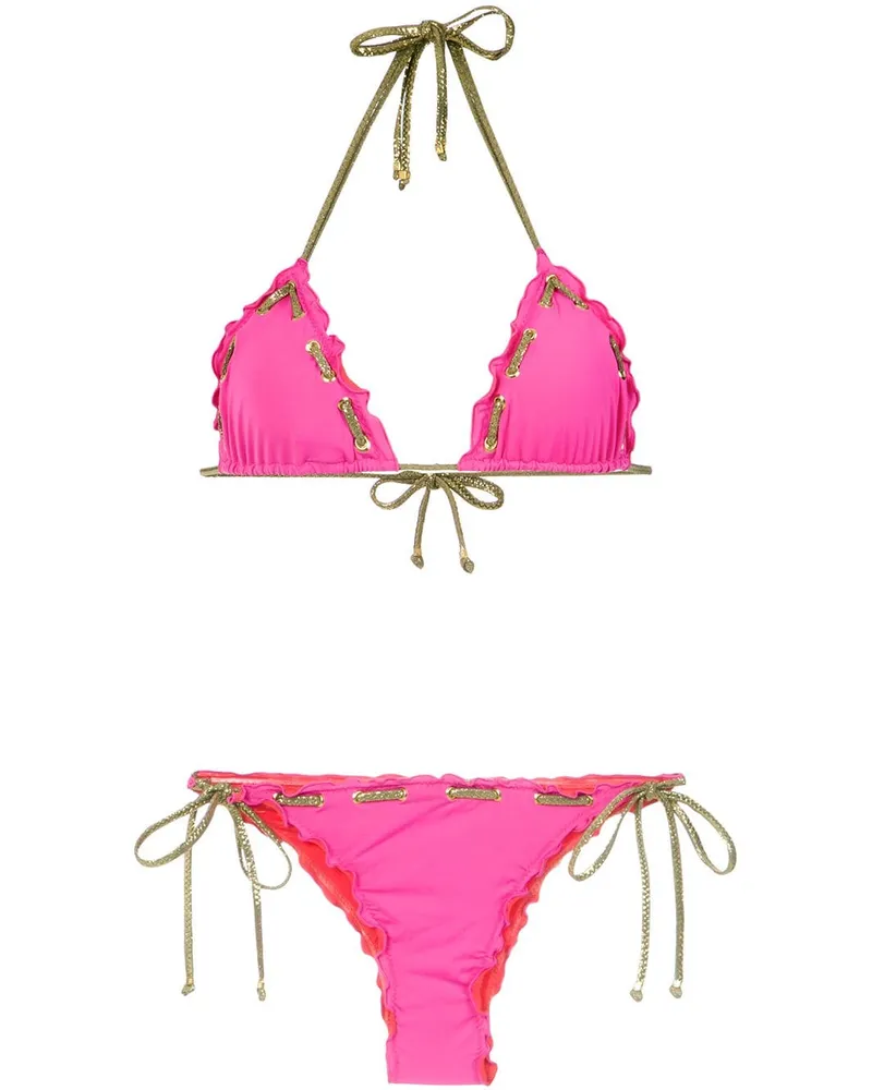 Amir Slama Bikini mit Stickerei - Rosa Rosa