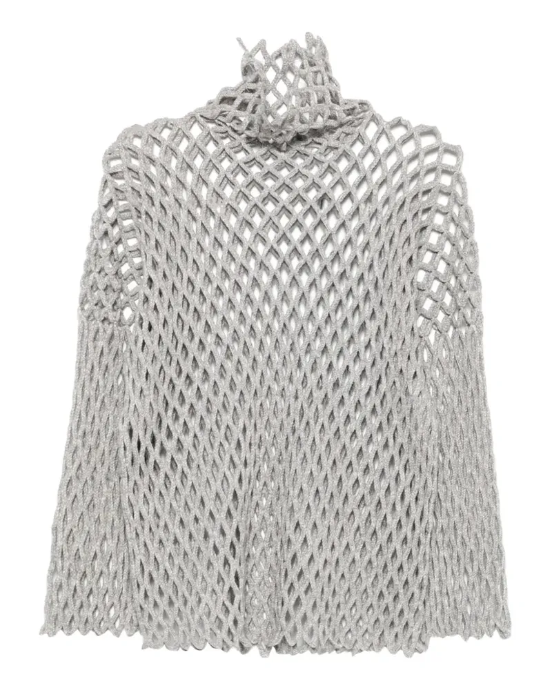 SPORTMAX Lochstrick-Pullover mit Stehkragen - Grau Grau