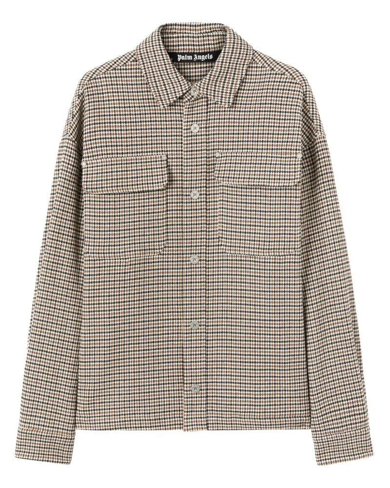 Palm Angels Karierte Hemdjacke mit Logo-Print - Nude Nude