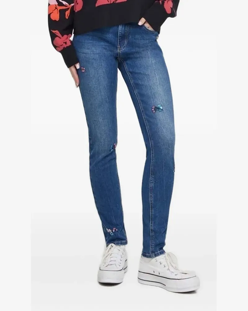 Desigual Jeans mit Pailletten - Blau Blau