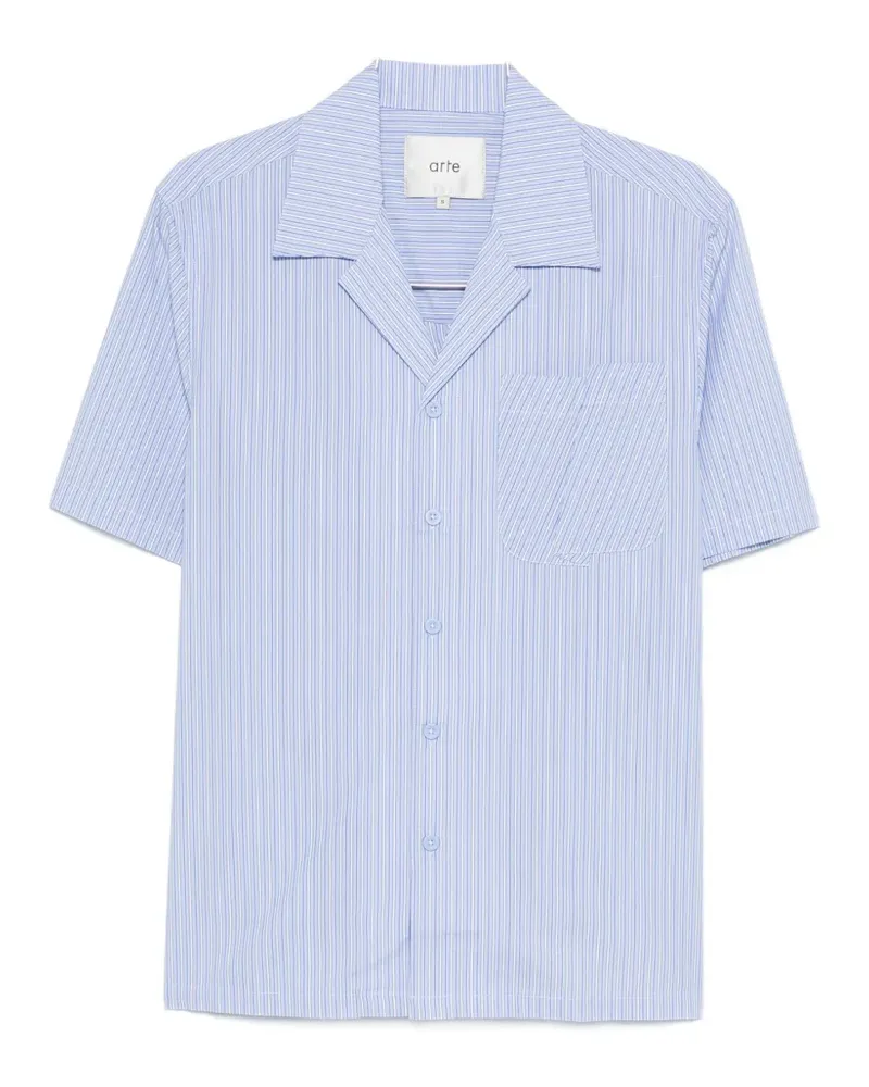 Arte Antwerp Gestreiftes Hemd mit Tasche - Blau Blau