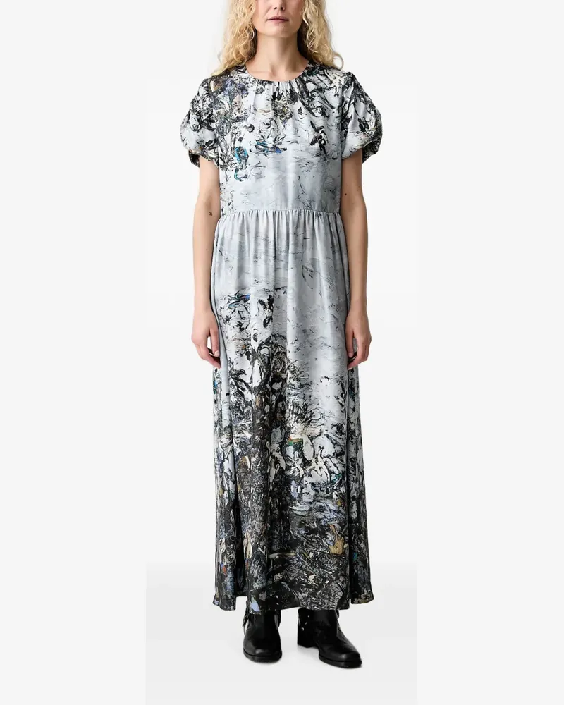 MUNTHE Kleid mit abstraktem Print - Grau Grau