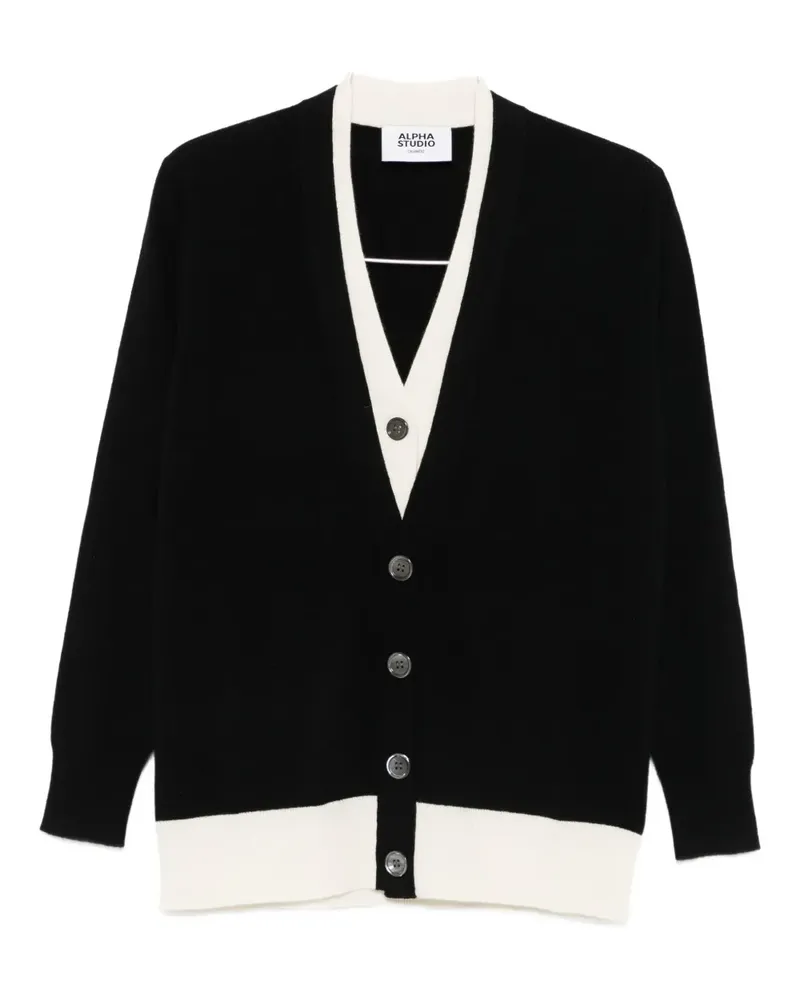 Alpha Studio contrast-border cardigan - Schwarz Schwarz