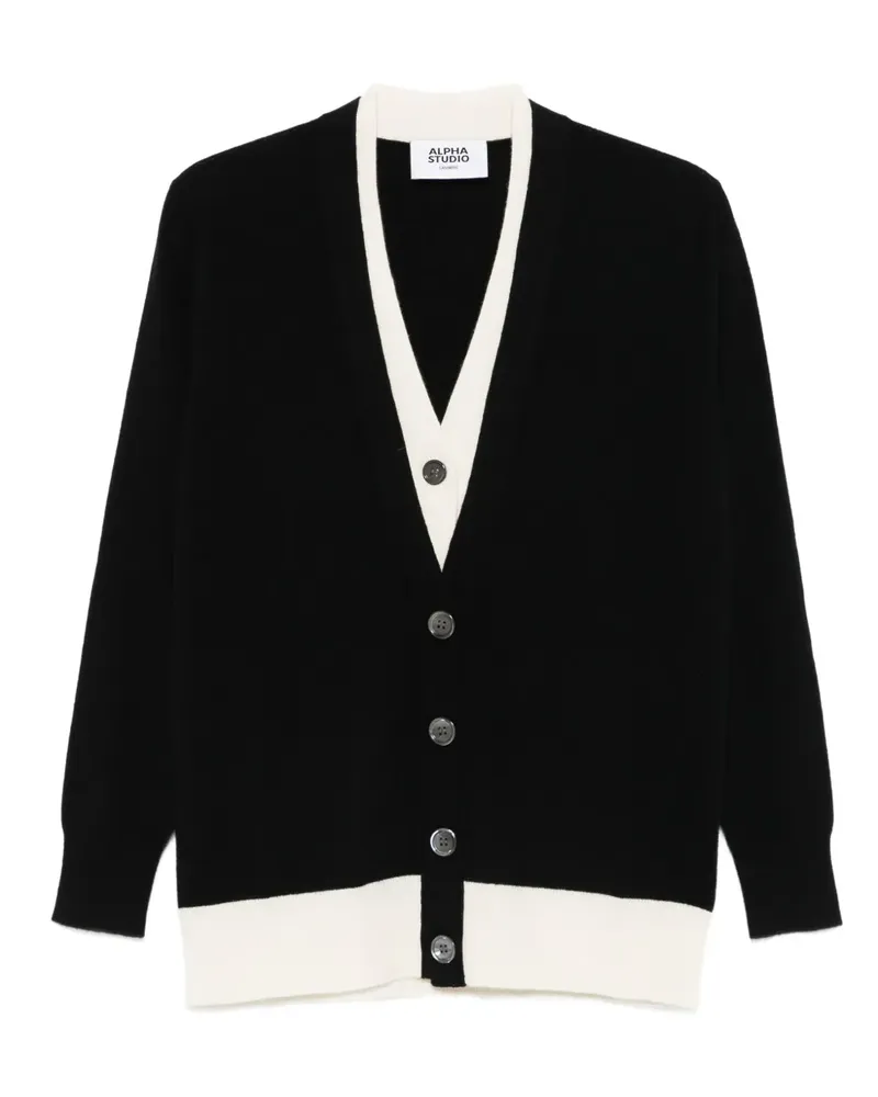 Alpha Studio Cardigan mit Kontrastborten - Schwarz Schwarz