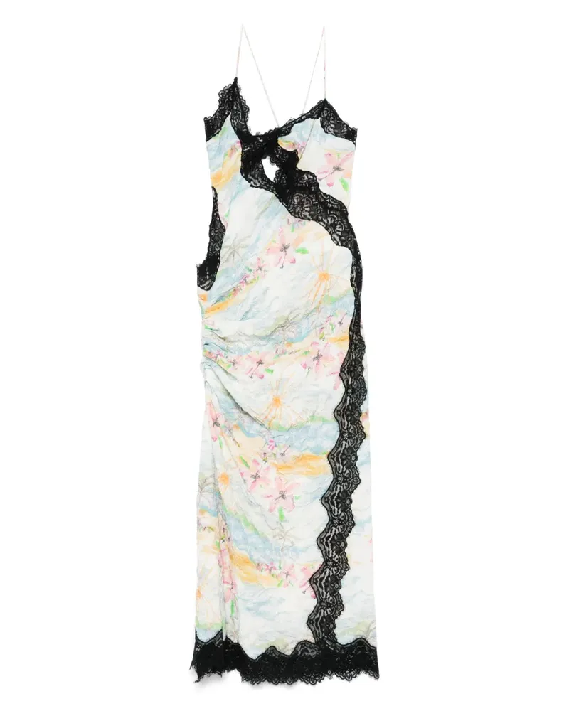 Christopher Esber Midikleid mit Blumen-Print - Weiß Weiß