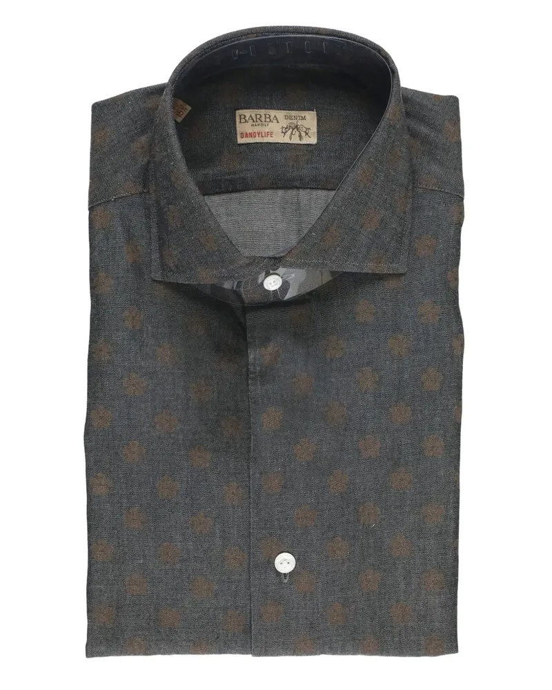 BARBA Hemd mit Blumen-Print - Grau Grau