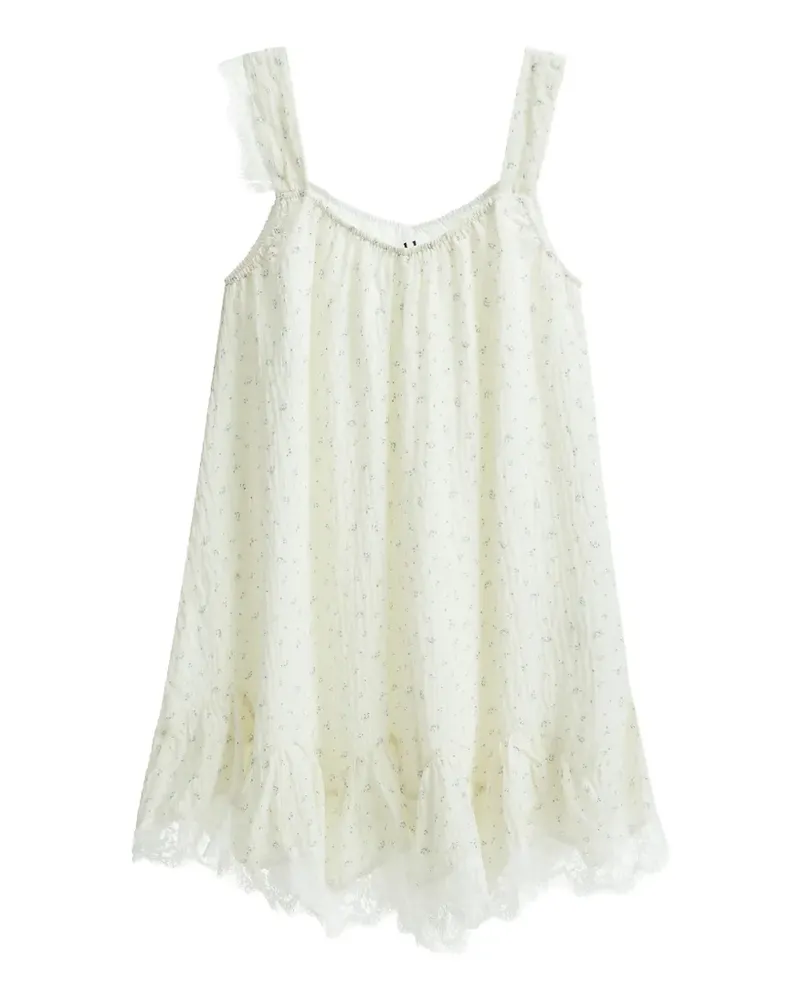 b+ab floral-print lace-trim mini dress - Weiß Weiß