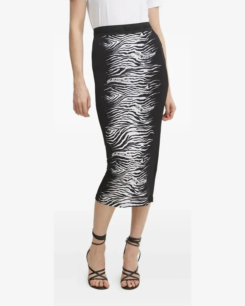 Versace Jeans Midirock mit Zebra-Print - Schwarz Schwarz