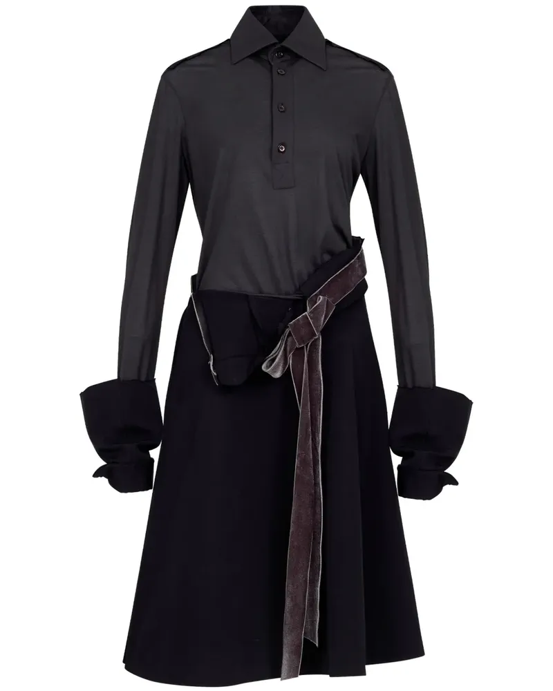 Maison Margiela Midikleid mit Einsätzen - Schwarz Schwarz