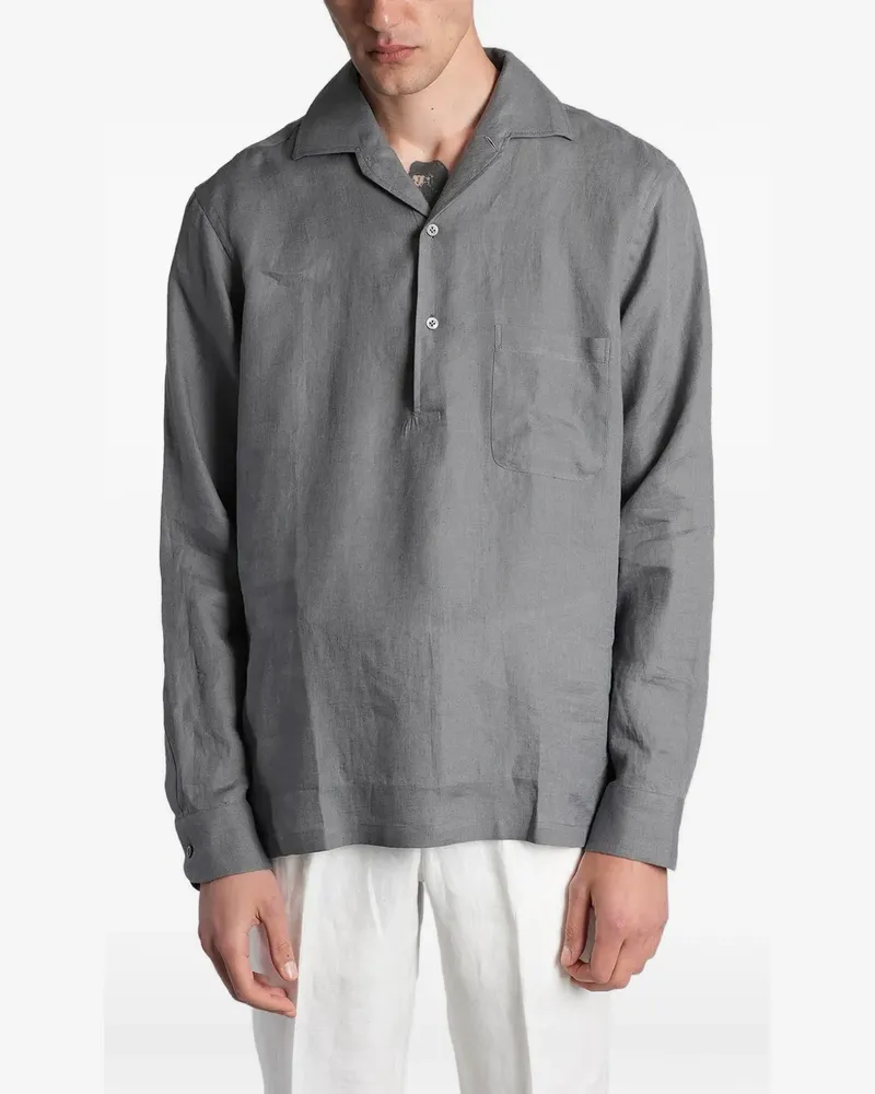 LARDINI chest-pocket long-sleeve polo shirt - Grau Grau