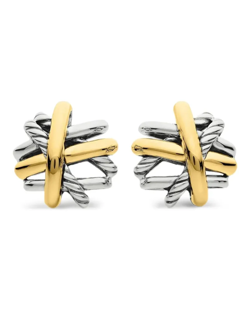 David Yurman 18kt Crossover Gelbgold- und Sterlingsilberohrstecker 11mm Silber