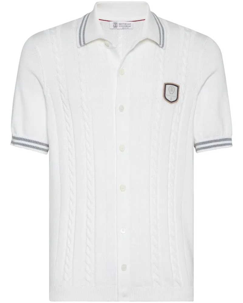 Brunello Cucinelli Poloshirt mit Logo-Patch - Weiß Weiß