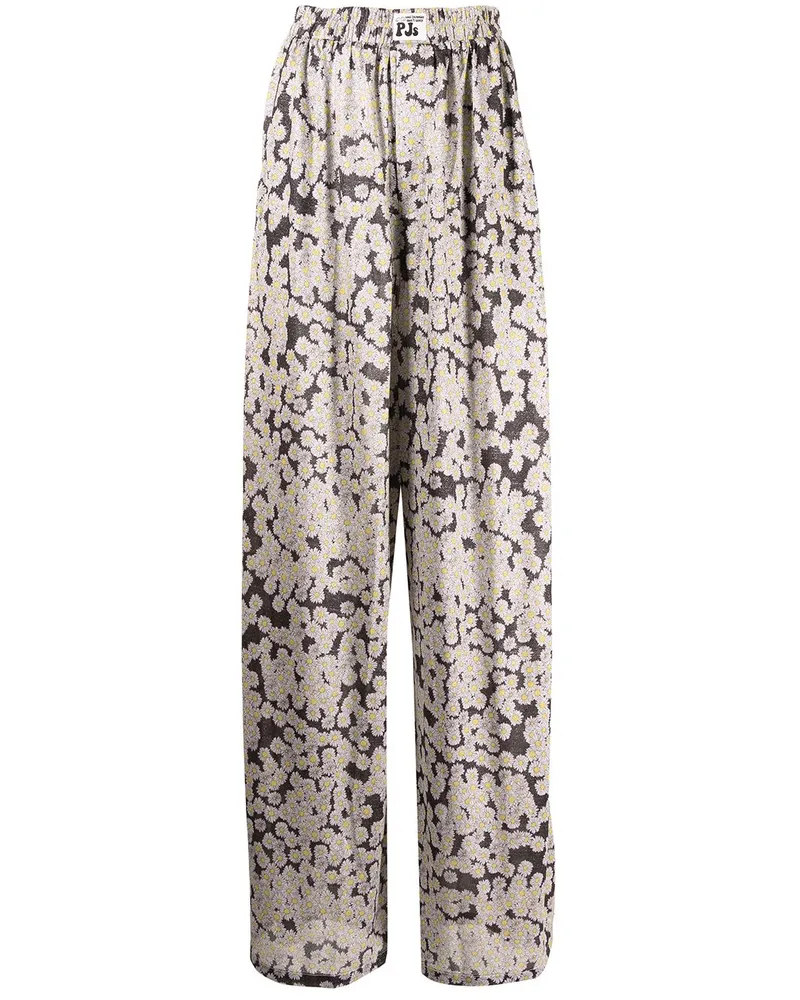 Natasha Zinko Hose mit Gänseblümchen-Print Schwarz