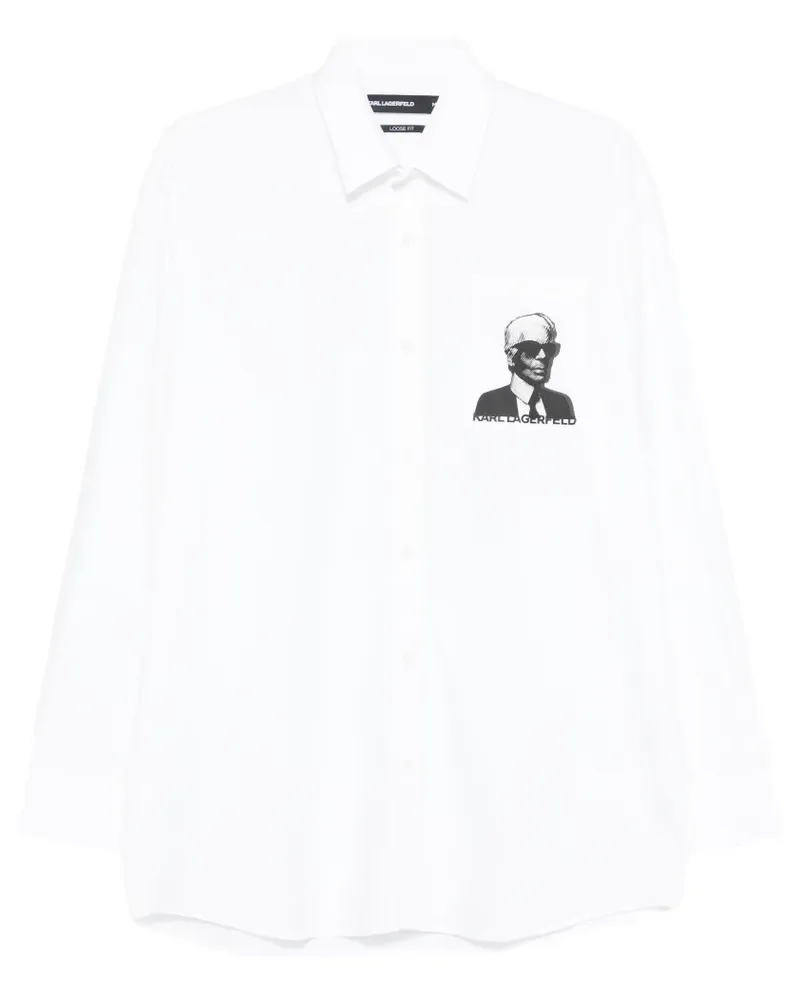 Karl Lagerfeld Portrait Hemd - Weiß Weiß