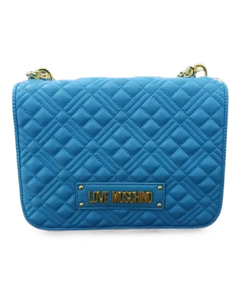 Moschino Clutch mit Logo-Schild - Blau Blau