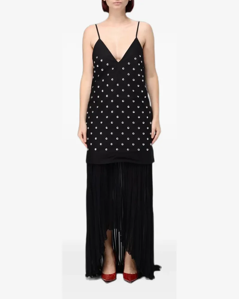 MSGM stud-embellished pleated maxi dress - Schwarz Schwarz