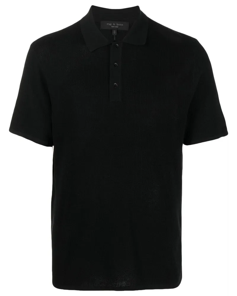 Rag & Bone Gestricktes Poloshirt Schwarz