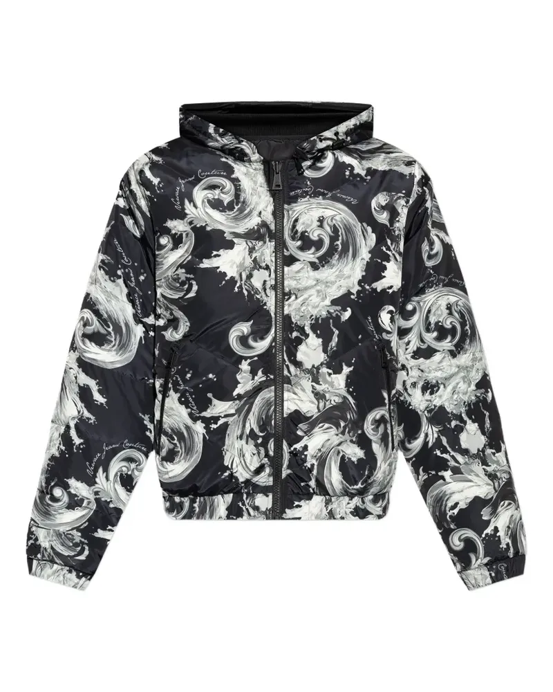 Versace Jeans print-detail hooded padded jacket - Schwarz Schwarz
