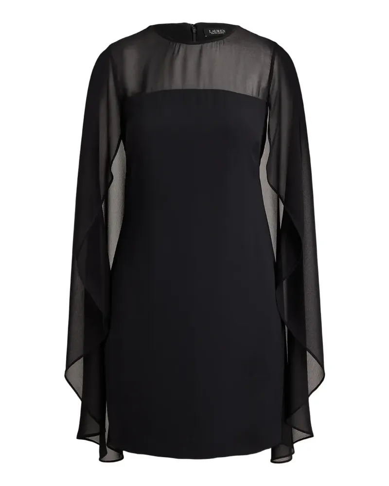 Ralph Lauren Georgette-Minikleid mit Cape-Overlay - Schwarz Schwarz