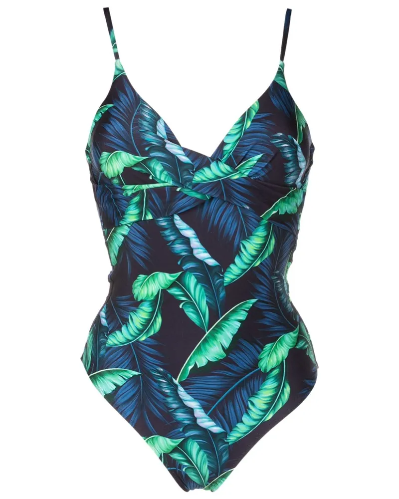 Lygia & Nanny Bianca Badeanzug mit Blatt-Print - Blau Blau